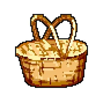 Bread picnic basket game pixel art vector illustration イラスト素材