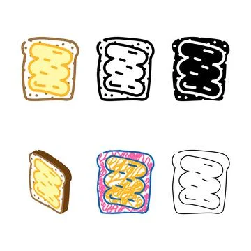 Bread piece with peanut butter styles color icon vector Stockillustratie