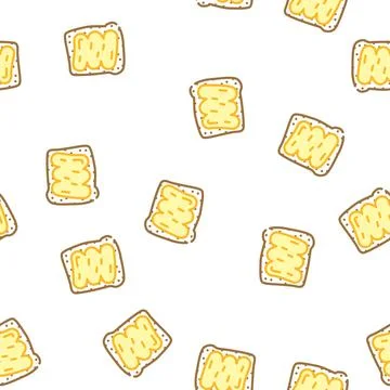 Bread piece with peanut butter vector seamless pattern イラスト素材