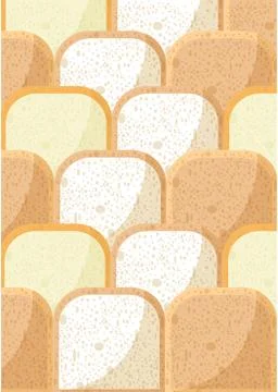 Bread pieces pattern, with whole wheat bread, rye bread, yeast bread. Creativ Illustrazione stock