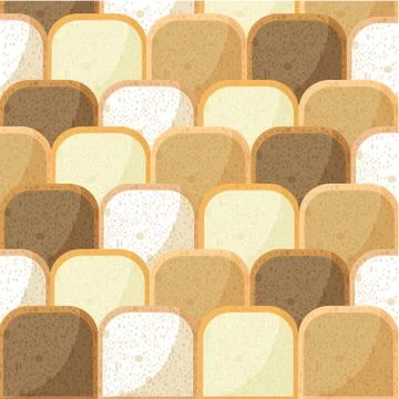 Bread pieces pattern, with whole wheat bread, rye bread, yeast bread. Creativ Stock Illustration