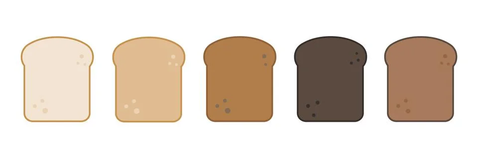 Bread pieces whole wheat bread, rye bread and  yeast bread. Illustrazione stock