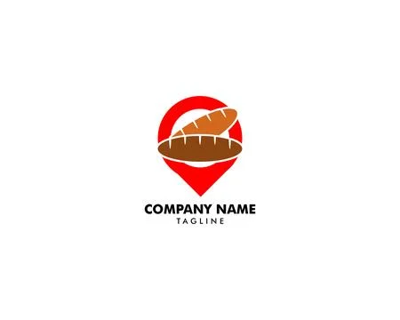 Bread Pin Point Logo Template Design Vector Illustration Stock Illustration