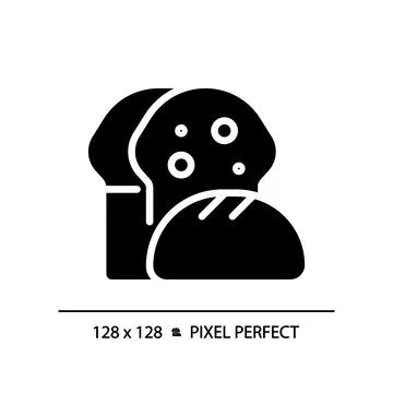 Bread pixel perfect black glyph icon Stock Illustration
