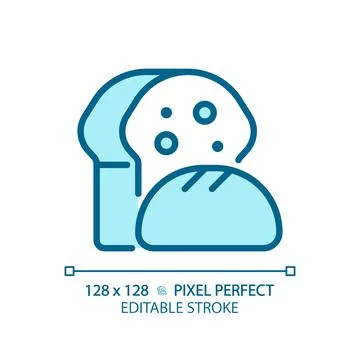 Bread pixel perfect blue RGB color icon Stock Illustration