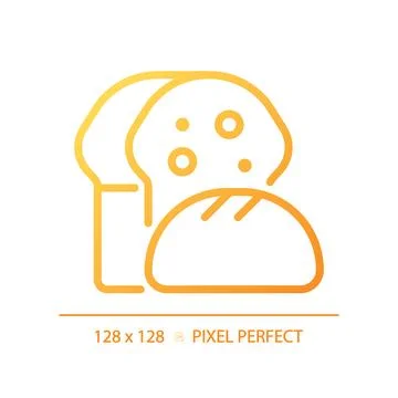 Bread pixel perfect gradient linear vector icon Stock Illustration
