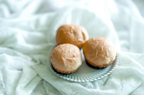 Bread is placed on the table in the morning of every day, ready to eat concep Stock Photos