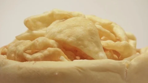 Bread plate and savory donuts. Stock Footage 70563288
