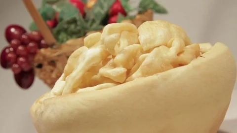 Bread plate and savory donuts. Stock Footage 70563445