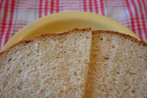 Bread on Plate Close-Up, Simple Living and Minimal Food Concept Fotos Stock