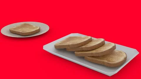 Bread on plate with different different backgrounds 4k photos Stock Illustration