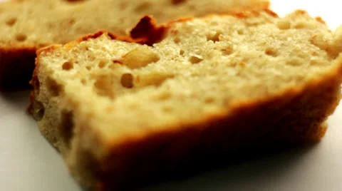 Bread on a plate. Rotating. Video stock 35991746