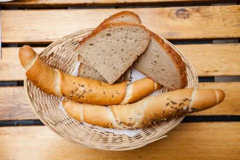 Bread plate on the table Foto stock