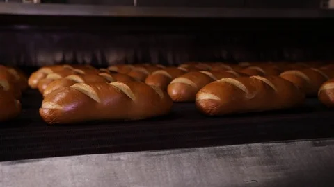 Bread production. Exit the furnace. Video stock 83461757