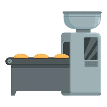Bread production line icon cartoon vector. Cake baking harvest Stock Illustration