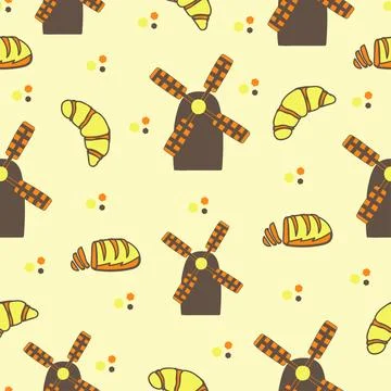 Bread production, seamless pattern Illustrazione stock
