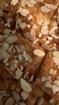 Bread pudding with almond topping. Stock Photos