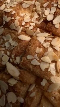Bread pudding with almond topping. Stock Photos