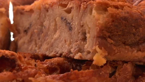 Bread Pudding Cake Stock Footage 135634968