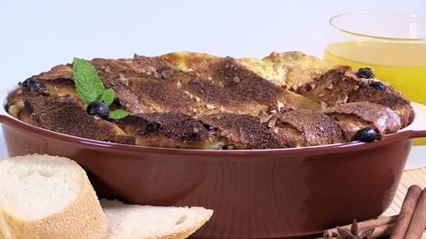 Bread pudding Stock Footage 143765755