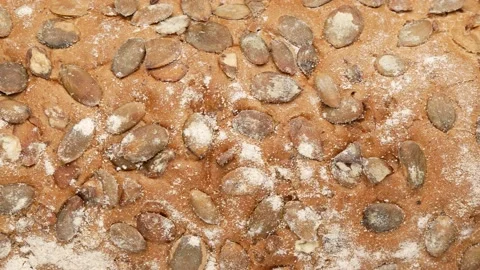 Bread with pumpkin seeds. Bread - background. Stock Footage 140725918