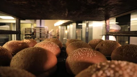 Bread rack in bakery Video stock 146713344