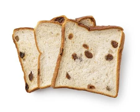 Bread with raisins placed on a white background. Stock Photos