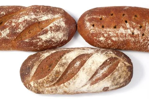 Bread - raye sourdough bread, several loaves nearby-3. 스톡 사진