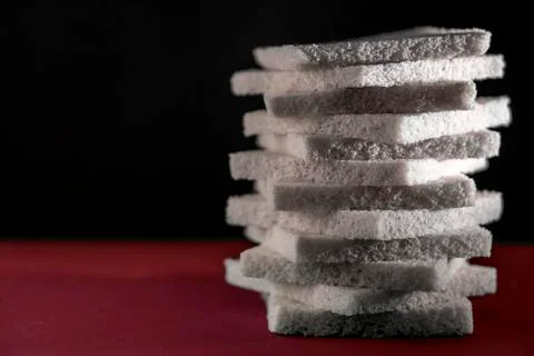 Bread on a red black background Stock Photos