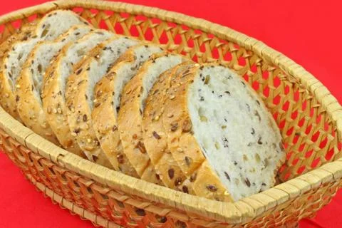 Bread on red Stock Photos