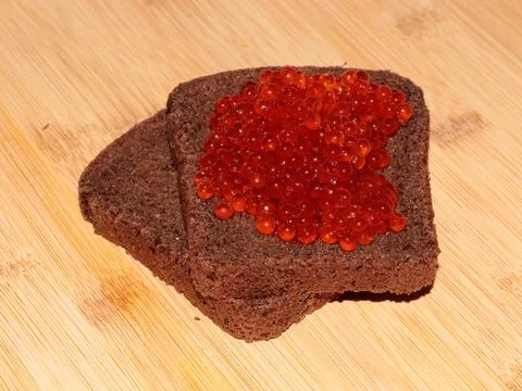 Bread with red salmon Foto stock