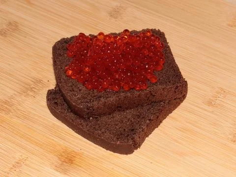 Bread with red salmon Foto stock