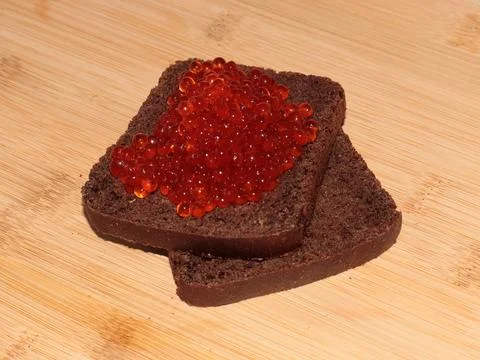 Bread with red salmon Foto stock