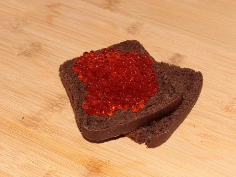 Bread with red salmon Foto stock