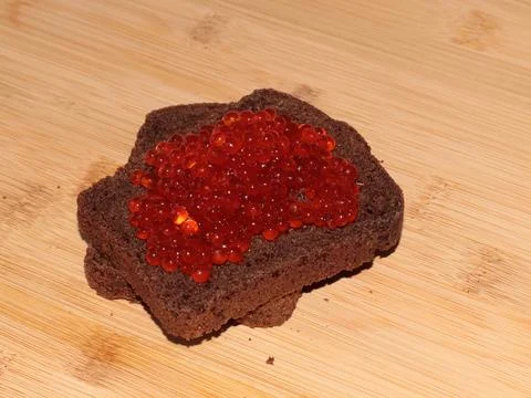Bread with red salmon Foto stock