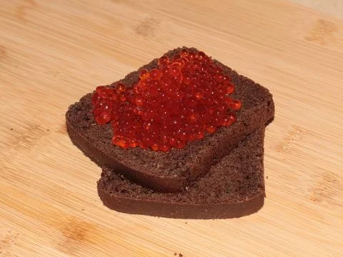 Bread with red salmon Foto stock