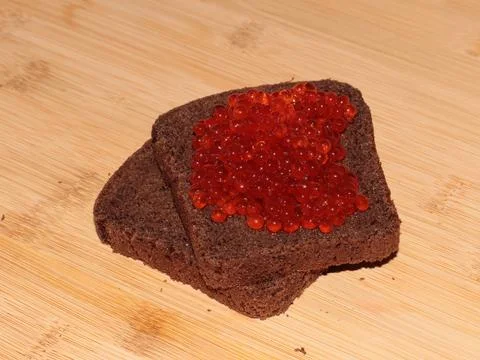 Bread with red salmon Foto stock