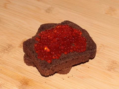 Bread with red salmon Foto stock