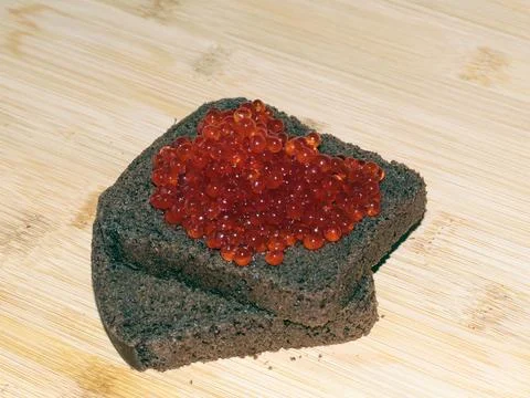 Bread with red salmon Foto stock