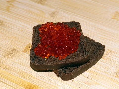 Bread with red salmon Foto stock