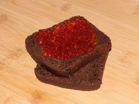 Bread with red salmon Foto stock