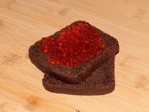 Bread with red salmon Foto stock