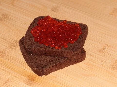 Bread with red salmon Foto stock