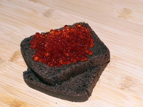 Bread with red salmon Foto stock
