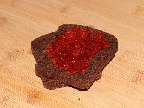 Bread with red salmon Foto stock