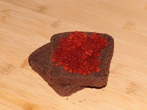 Bread with red salmon Foto stock