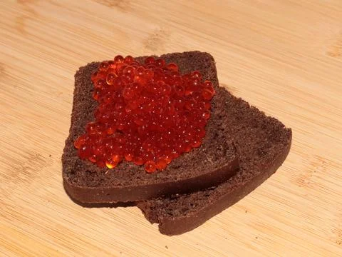 Bread with red salmon Foto stock