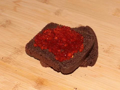 Bread with red salmon Foto stock