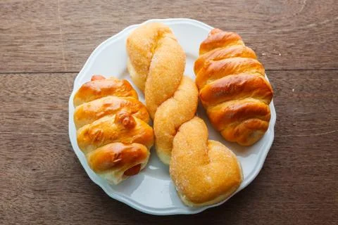 Bread roll and bread sausage Stock Photos
