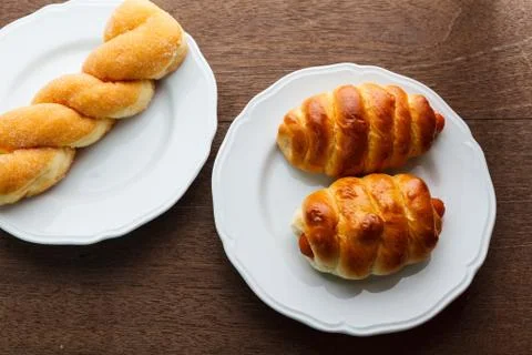 Bread roll and Bread sausage Stock Photos